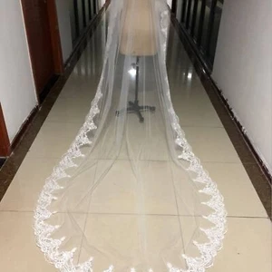 NWT 118.11'' White Floral Edge Long Wedding Veil Bridal Veil 【sold as it is】 - Picture 1 of 4