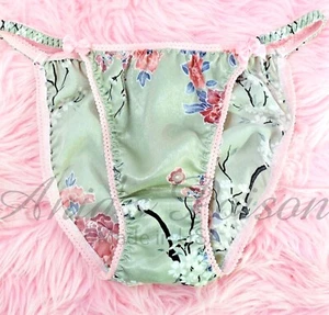 Satin Sissy Ladies DUCHESS CUT Asian Print Floral string bikini panties - Picture 1 of 4