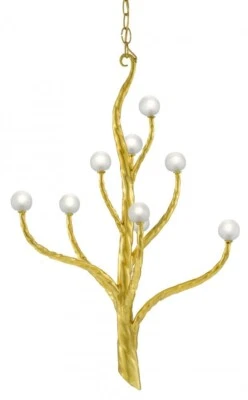 Маленькая люстра Currey & Company 9000-0517 Loucinda в виде золотого листа на дереве - Изображение 1 из 3