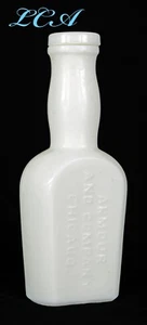 ANTIGUA BOTELLA de vidrio de leche blanca pura ARMOUR & CO con tapón de vidrio blanco - ¡Rara! - Imagen 1 de 4
