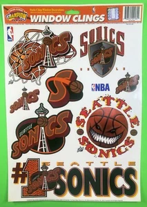 Calcomanías Seattle Sonics Window Adlings 8 diferentes / NBA Supersonics / Kemp - Payton - Imagen 1 de 5