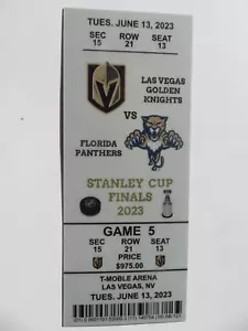 LAS VEGAS GOLDEN KNIGHTS GAME 5 BIGLIETTO VINCENDO LA STANLEY CUP 6-13-2023 (REPRO) - Foto 1 di 10