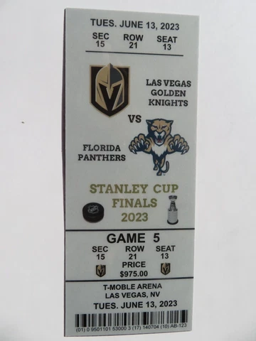 LAS VEGAS GOLDEN KNIGHTS GAME 5 TICKET WINNING THE STANLEY CUP 6-13-2023 (REPRO) Cover
