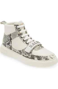 BALLY Merryk Leather High Top Sneakers White Shoes US 12 GLE02494 Retail $780 - Picture 1 of 12