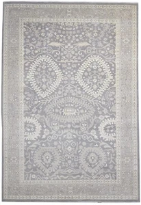 Dark Grey Wool Rug 9X13 Persien Hand Knotted Oushak Oriental Extra Large Carpet - Picture 1 of 9