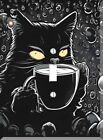 Black Cat Black Coffee Bubbles Light Switch Plate Cover Outlet Wall Cover Feline