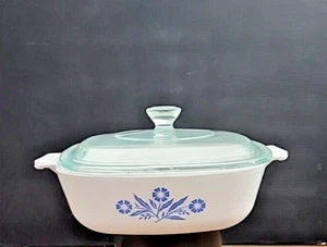 VTG Corning Ware 1 qt Blue Cornflower Bake Dish w/ Lid P-1-B & P-7-C Made in USA - Picture 1 of 4
