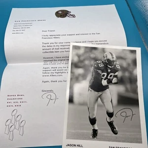 Jason Hill SAN FRANCISCO 49ERS Team Issued 5x7 PHOTO W/Letter RARE HTF 2009 - Picture 1 of 4