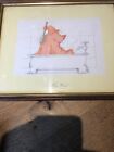 2 Delightful Humorous Pig Prints with wooden Frame