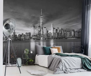 Bedroom WALLPAPER MURAL 368x254cm New York home office photographic art blac - Picture 1 of 6