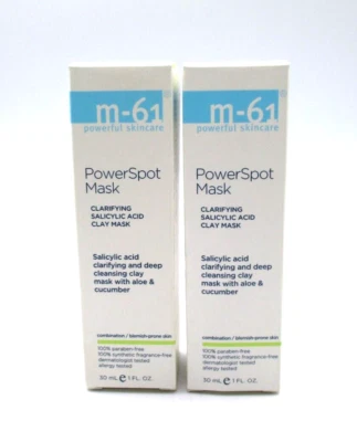 Lot /2 M-61 PowerSpot Mask Clarifying Salicylic Acid Clay Mask ~ 1 oz x 2 ~ BNIB - Image 1 of 3