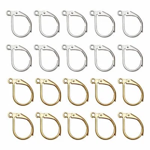 Alambre de oreja trasero de palanca de acero inoxidable dorado/plateado con fornituras de pendiente de bucle abierto - Imagen 1 de 7