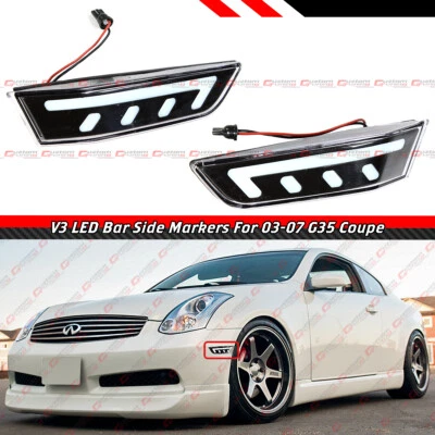 PARA 03-07 INFINITI G35 CUPÉ V3 BARRA LED LENTE BLANCA PARACHOQUES MARCADOR LATERAL LÁMPARA LUZ Foto 1 de 4