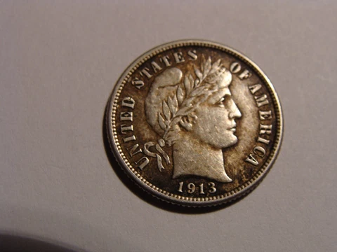 1913 Barber Dime - nice XF Cover