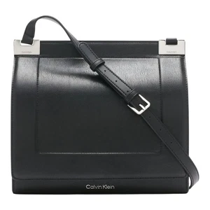 Calvin Klein Palm Black Double Compartment Crossbody Messenger Bag  NWOT - Picture 1 of 11