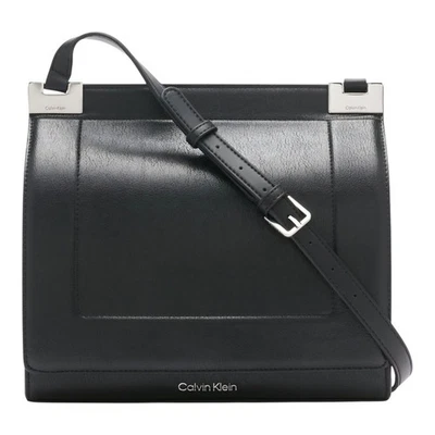 Bolsa carteiro Calvin Klein palma preta compartimento duplo tiracolo nova sem etiquetas - Imagem 1 de 4