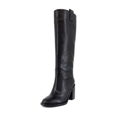 Botas Steve Madden Posey para mujer de cuero negro Foto 1 de 4