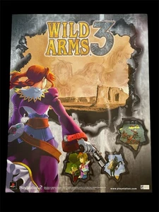 Póster de lanzamiento promocional Wild Arms 3 PlayStation 2 22"x28" 2002 PS2 raro - Imagen 1 de 2