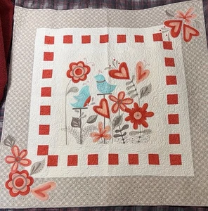 "Acolchado hecho a mano arte colgante de pared - AZULEBIRDS of Hope & Happiness 41X41"" AMORYEBIRDS" - Imagen 1 de 12