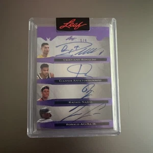 2023 Leaf Ronaldo Giannis Nadal Acuna Jr White Omega Purdy O'Malley AUTOS 1/4 - Picture 1 of 2