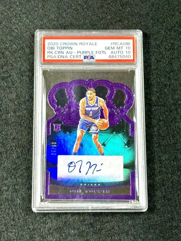 2020 Crown Royale OBI TOPPIN Rookie CRN AU-Purple FOTL #/25-AUTO 10-PSA 10-POP 1 - Image 1 of 4