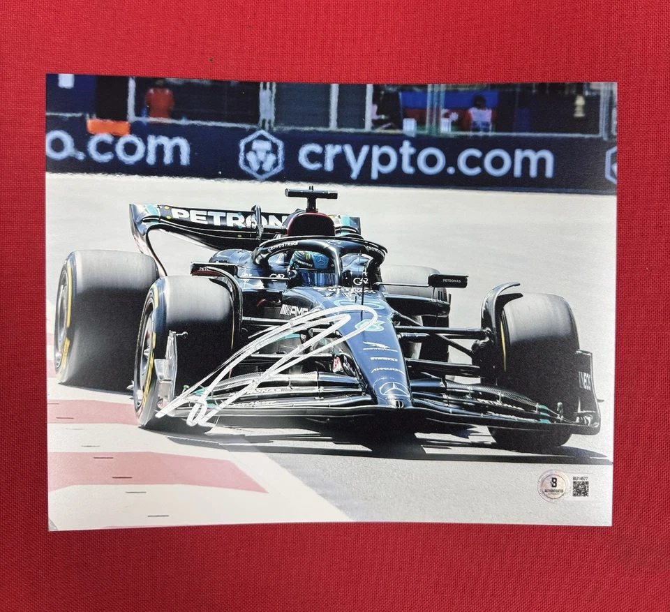 George Russell Autographed 8x10 Photo Mercedes Racing Formula 1 Beckett BAS COA  - Image 1 of 1