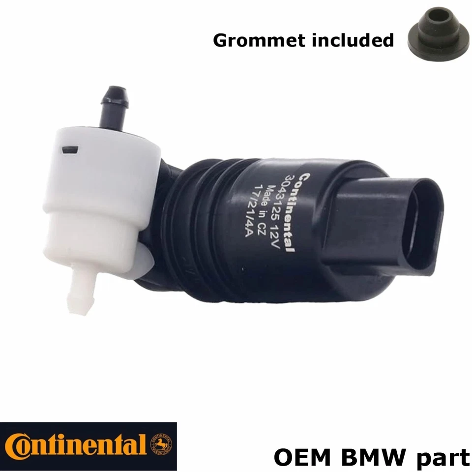 1997-21 BMW i3 318ti Z3 2007-13 Mini OEM Windshield Washer Double Pump & Grommet - Image 1 of 4