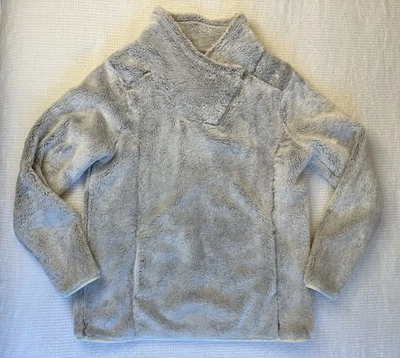 St Johns Bay Active Womens Jacket Gray Faux Fur Quarter Zip Pullover Size Med - Image 1 of 4