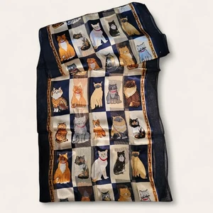Vintage Mid Century Kitten Cat Neck Head Waist Scarf Korea  XLong 61" x 13" - Picture 1 of 3