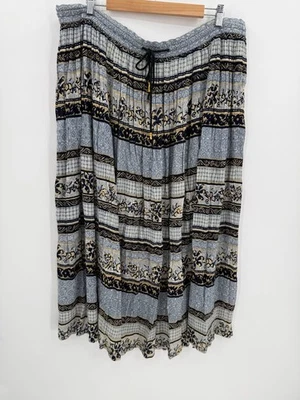 Sag Harbor 女式蓝色花卉褶皱波西米亚嬉皮裙 XL 码抽绳 — 第 1/4 张图片