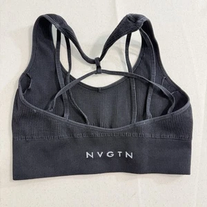 NVGTN Seamless Spandex Top Woman Fitness Elastic Breathable Black Size Medium - Picture 1 of 6