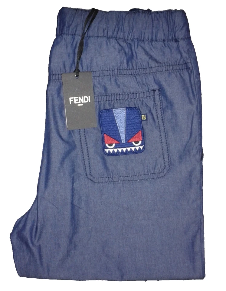 Fendi Roma Kids Trousers Slightly Distressed Boys Trousers in Blue - 10 Years - Image 1 of 4
