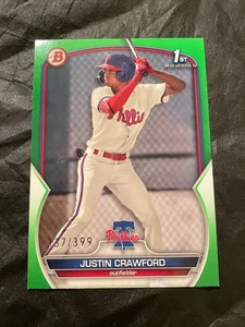 2023 Topps Phillies BP-3 Justin Crawford 337/399 Numbered MLB Baseball Card - Picture 1 of 4