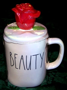Nie benutzte Rae Dunn Disney Prinzessin Die Schöne und das Biest Tasse mit Rosenoberteil - Bild 1 von 2