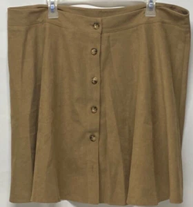Curve Bold Stretchy Knit Button up Mini Skirt Khaki Color Women's size 3XL - Picture 1 of 3