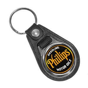 Philips Ethyl Gasoline Corporation Motoröl Gas runder Kunstleder Schlüsselanhänger - Bild 1 von 3