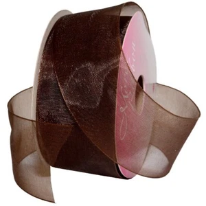 91809/25-622 Organdy Ribbon 1-1/2" Organdy Ribbon 25 yd Chocolate Brown - Picture 1 of 1