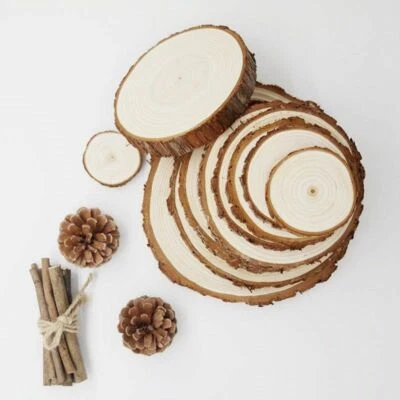 Rebanadas de madera grandes naturales para decoraciones de fiesta de Navidad de cumpleaños pintura para niños Foto 1 de 4
