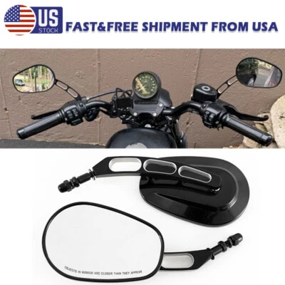 Rearview Mirrors Gloss Black Fit For Harley Touring Street Road Glide Sportster — 第 1/4 张图片