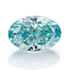 Loose Moissanite Oval Shape VVS1 Aqua Blue Color Crushed Ice Cut GRA Certified - Picture 1 of 22