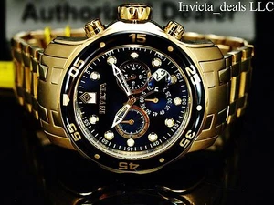Reloj Invicta Hombre 48 mm Pro Diver SCUBA Cronógrafo Esfera NEGRA Enchapado en Oro 18K SS - Imagen 1 de 13