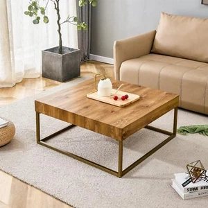 Modern Rectangular Coffee/Dining Table, MDF Top with Metal Legs, for Restaurants - Picture 1 of 12