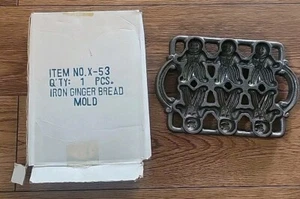 Cast Iron Gingerbread Man Women People Mold  Pan Christmas Cookie Sheet - Picture 1 of 6