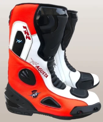 MV Agusta Racing Leather Boots - Motorcycle Riding Shoes - Image 1 of 2