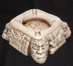 Excellent Vintage Aztec Mayan Mexican Cigarette Ashtray 4" - Photo 1/11