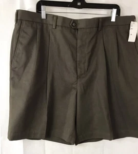 NORSTROMS PLEATED BERMUDA SHORTS 100% COTTON DARK GREEN SMARTCARE SZ 44 NWT - Picture 1 of 8