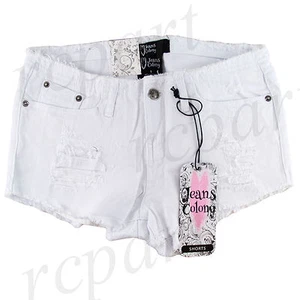 Jeans nuovi colonia ragazza junior bianco jeans pantaloncini estivi casual 1 3 5 7 9 11 13 - Foto 1 di 2