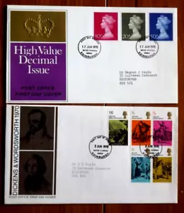 QEII - 1970 - Definitives & Dickens/Wordsworth FDCs - VGC - Picture 1 of 1