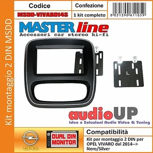 MASCHERINA AUTORADIO KIT 2 DIN PER OPEL VIVARO DAL 2014 KIT COLORE SILVER/NERO. - Foto 1 di 2