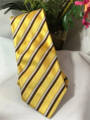 Corbata de cuello BURBERRY Italia clásica de 60" para hombre en tiras amarillas/marrones/blancas Foto 1 de 4